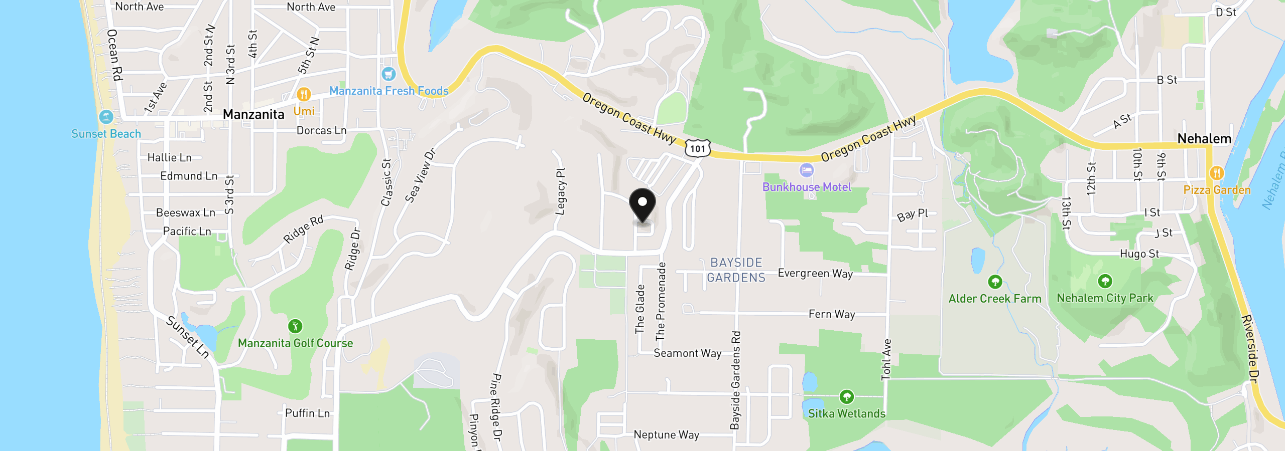 Map showing the location of 35545 Schooner Way, Manzanita, OR 97130