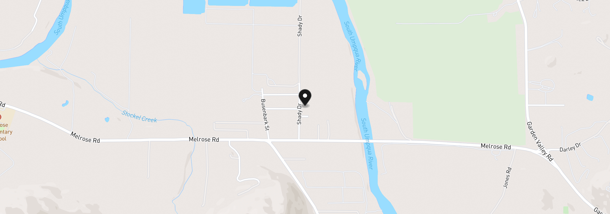 Map showing the location of 255 Shady Dr, Roseburg, OR 97471