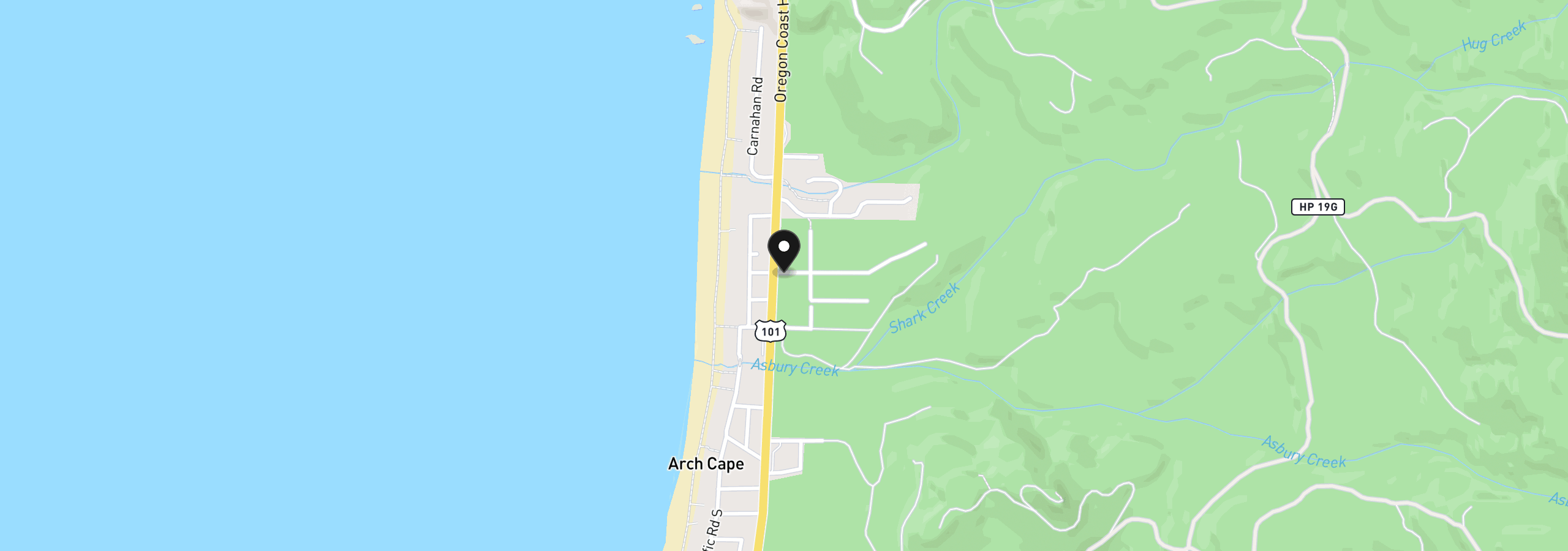Map showing the location of 32061 Hemlock Ln, Arch Cape, OR 97102