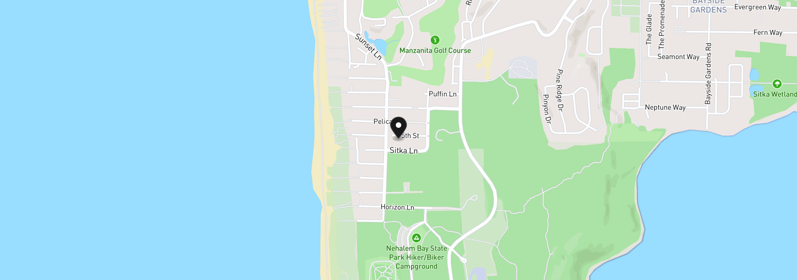 Map showing the location of 9095 Windward Ln, Manzanita, OR 97130