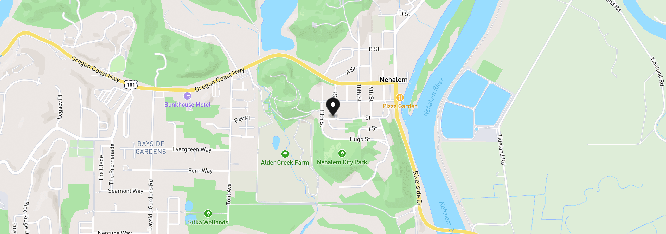 Map showing the location of 35680 12th St, Nehalem, OR 97131