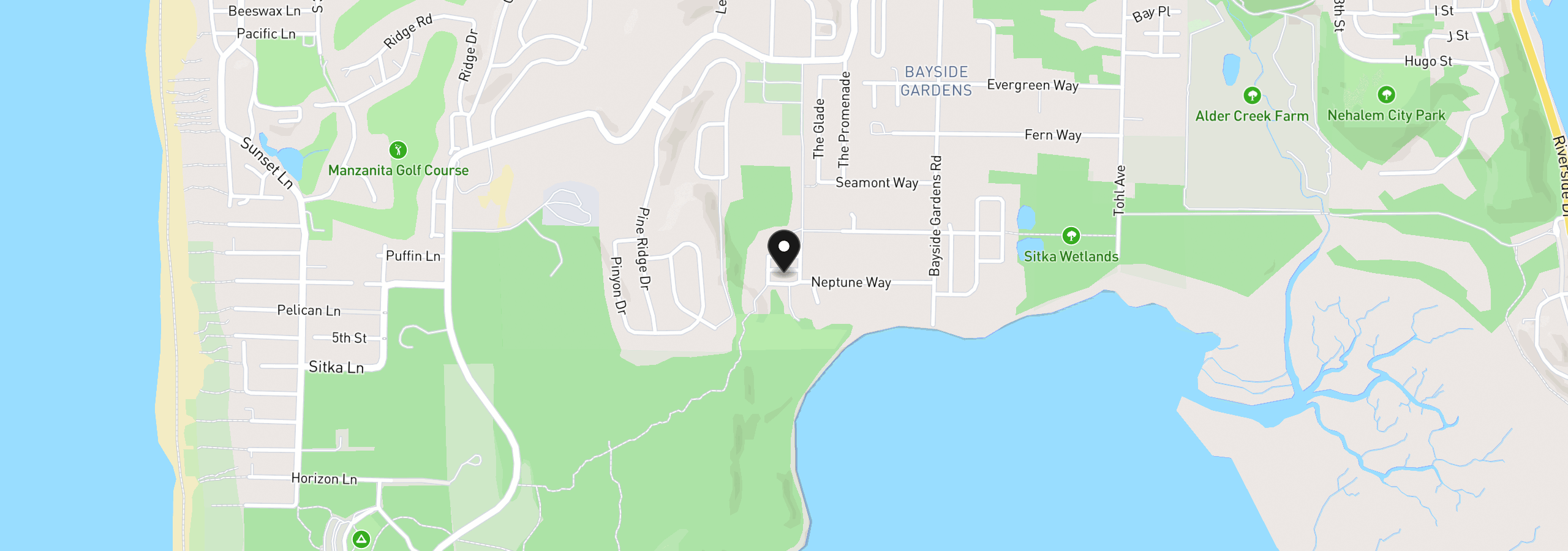 Map showing the location of 10670 Neptune Way, Manzanita, OR 97130