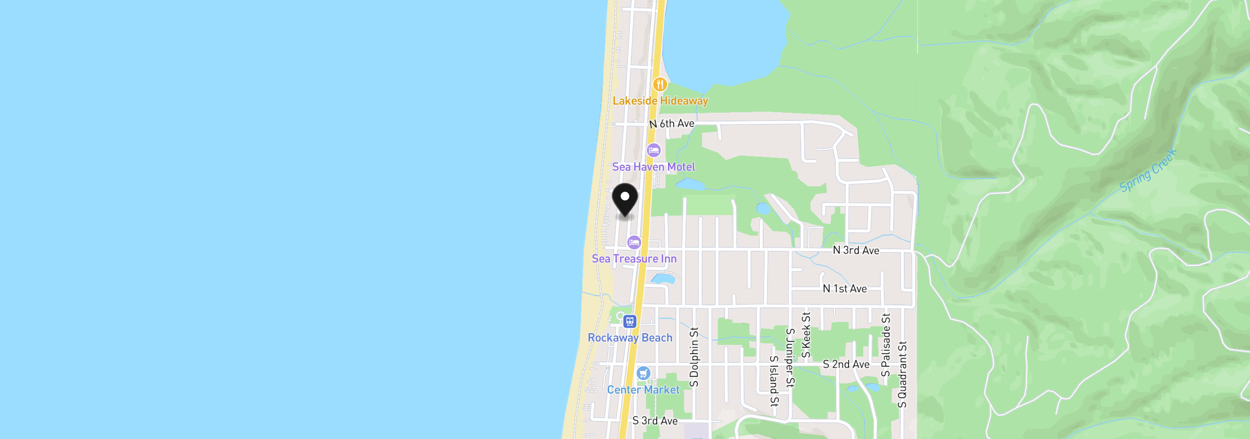 Map showing the location of 342 N Pacific, Rockaway Beach, OR 97136