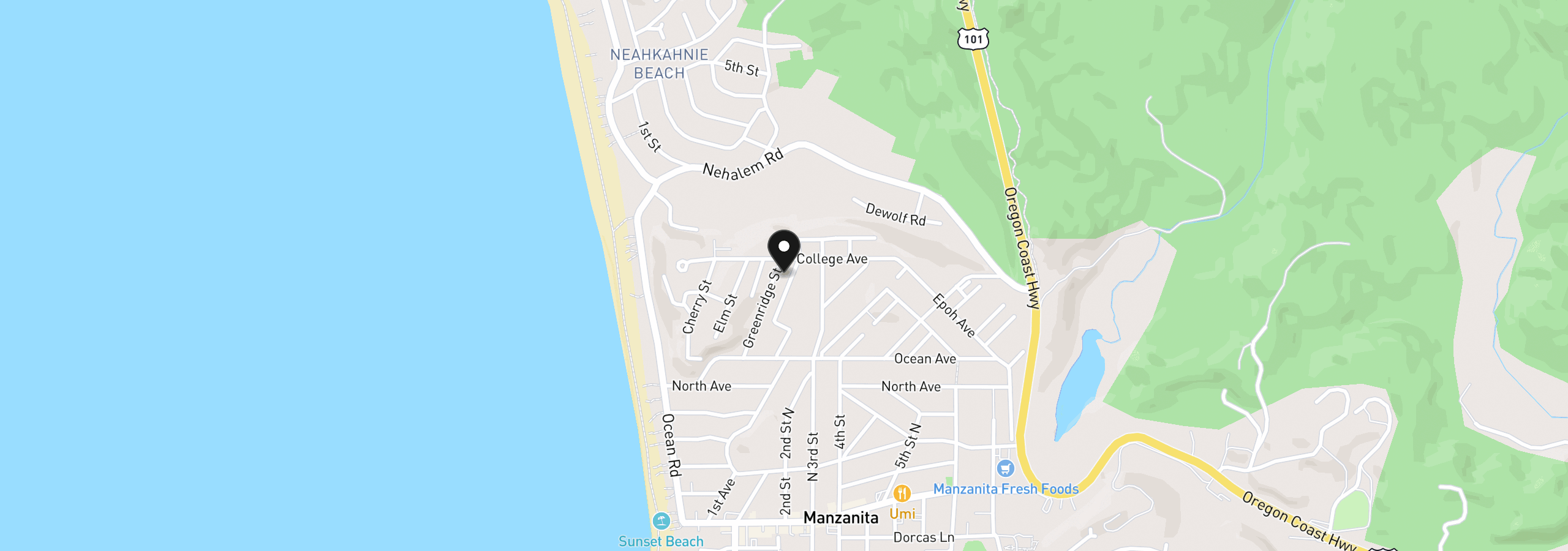 Map showing the location of 880 Greenridge St, Manzanita, OR 97130