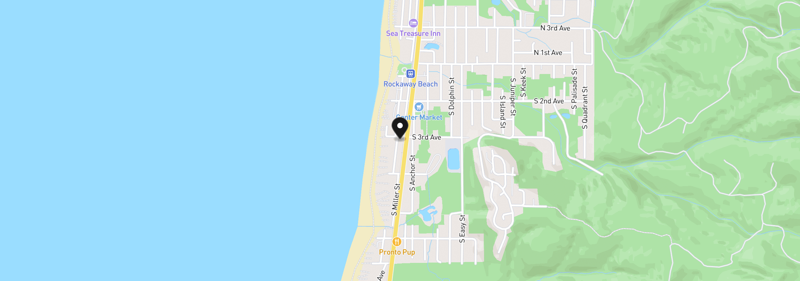 Map showing the location of 310 S Pacific St, Rockaway Beach, OR 97136