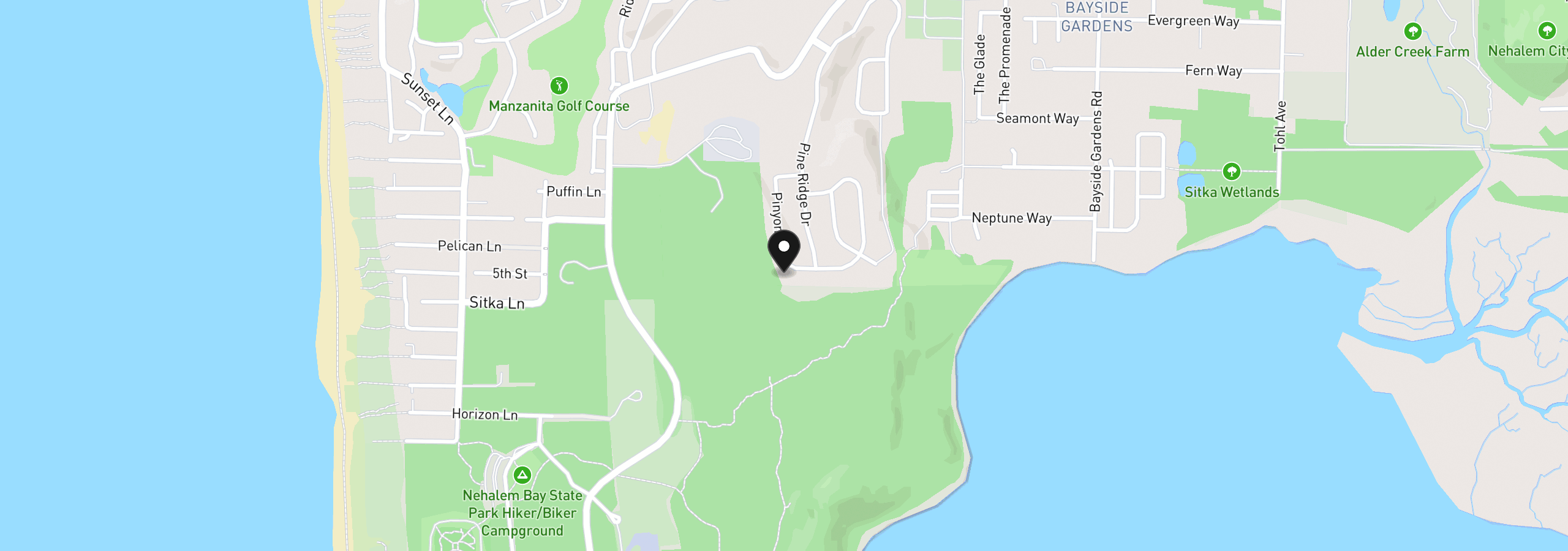 Map showing the location of 34480 Pinyon Dr, Manzanita, OR 97130