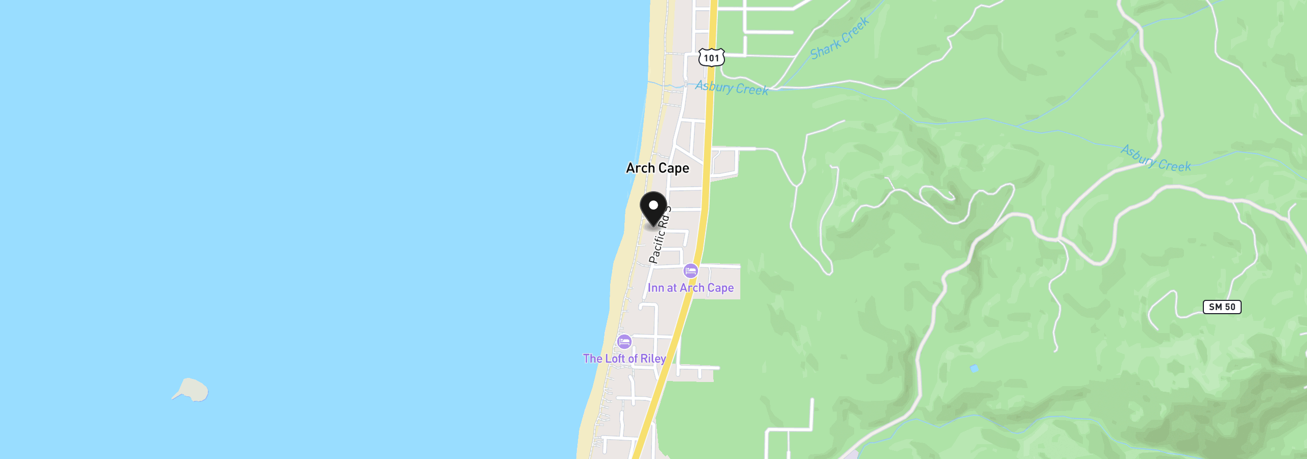 Map showing the location of 80054 Pacific Rd, Arch Cape, OR 97102