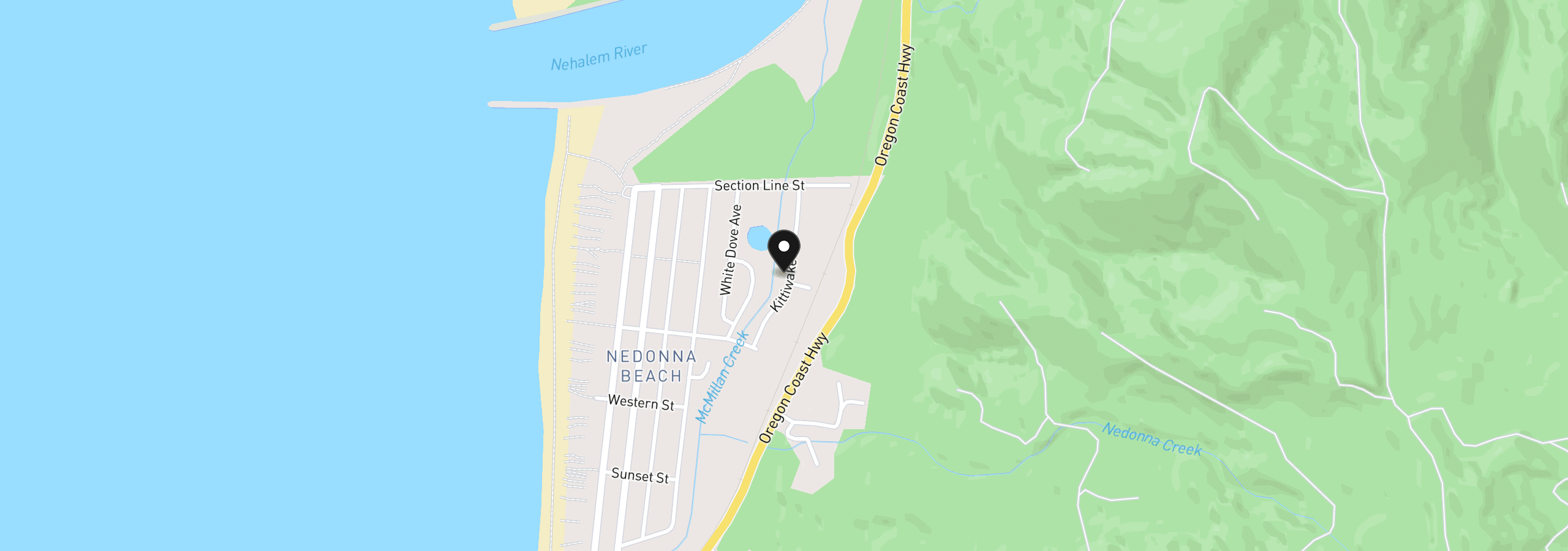 Map showing the location of 26496 Kittiwake, Rockaway Beach, OR 97136