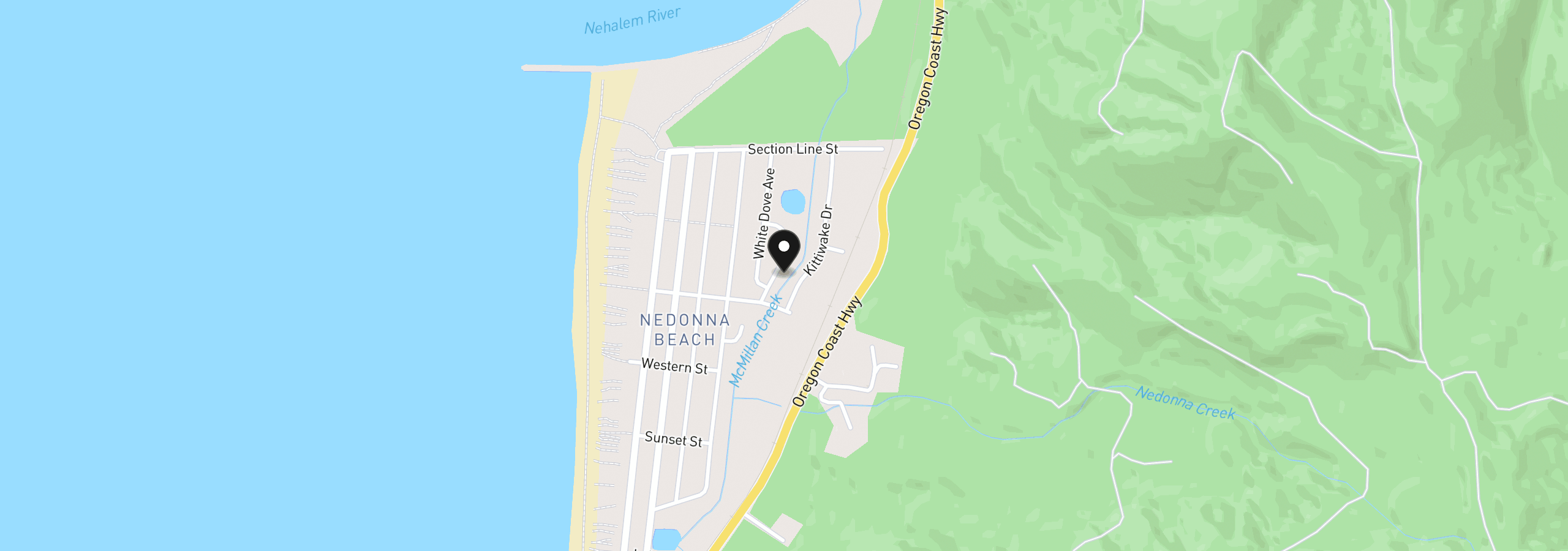 Map showing the location of 26525 Chieftain Dr, Rockaway Beach, OR 97136