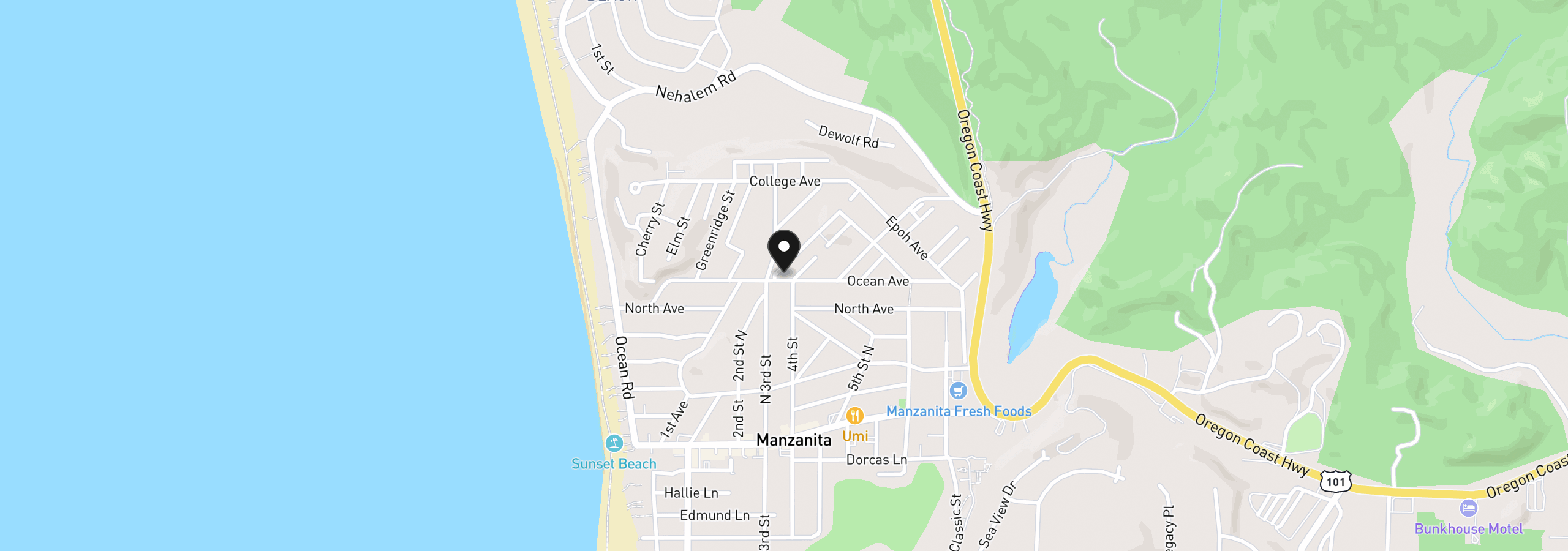 Map showing the location of 600 Madrona St, Manzanita, OR 97130
