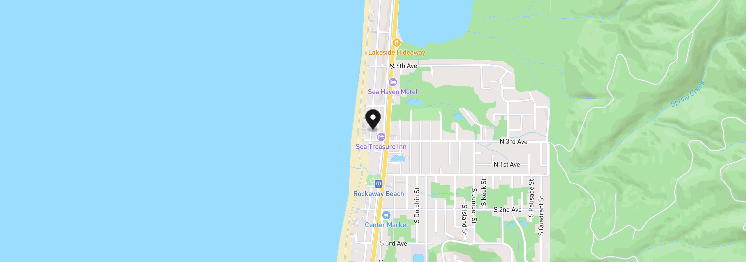 Map showing the location of 300 N Pacific St 47, Rockaway Beach, OR 97136