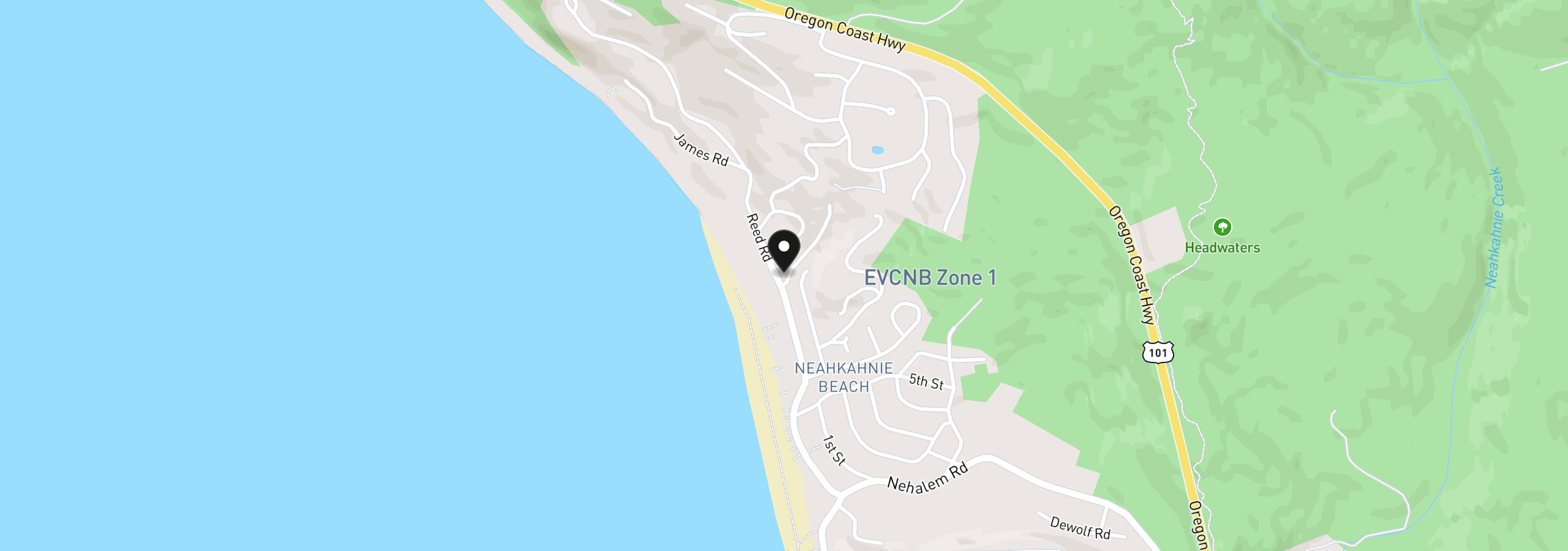 Map showing the location of 37895 Treasure Hunters Ln, Manzanita, OR 97130
