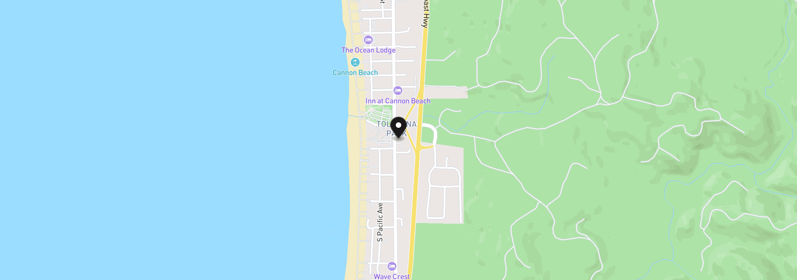 Map showing the location of 3407 S Hemlock St B3, Cannon Beach, OR 97110