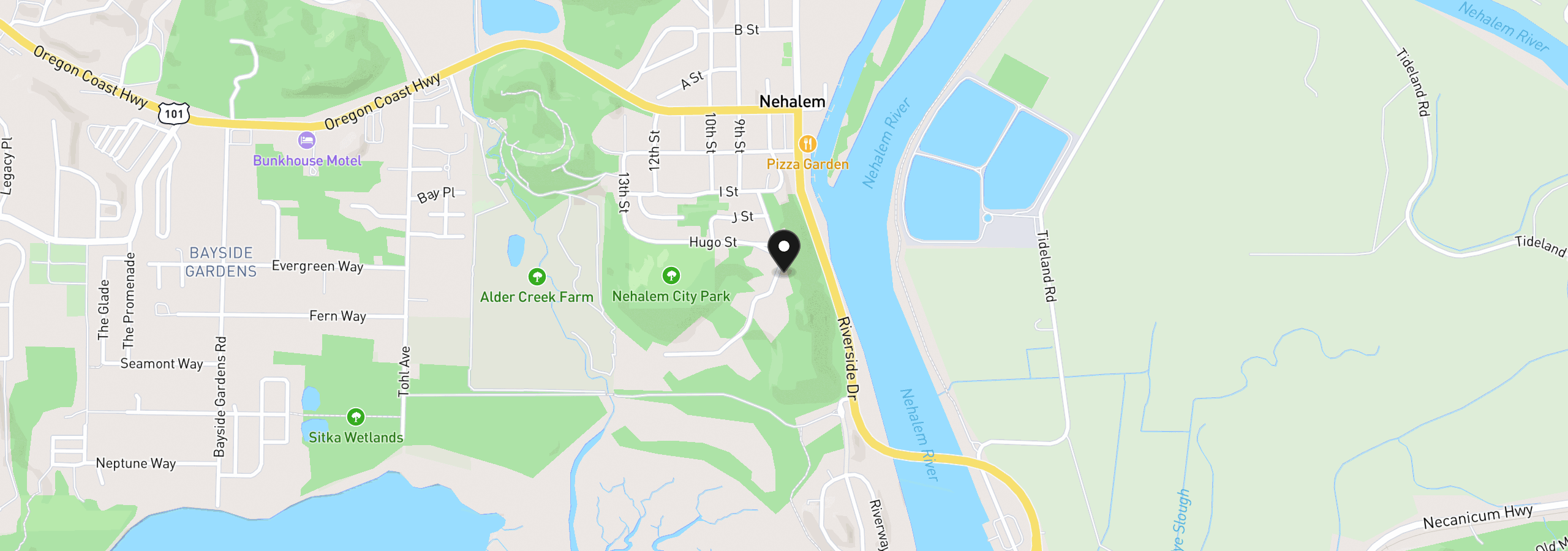 Map showing the location of 12985 Thompson Rd, Nehalem, OR 97131