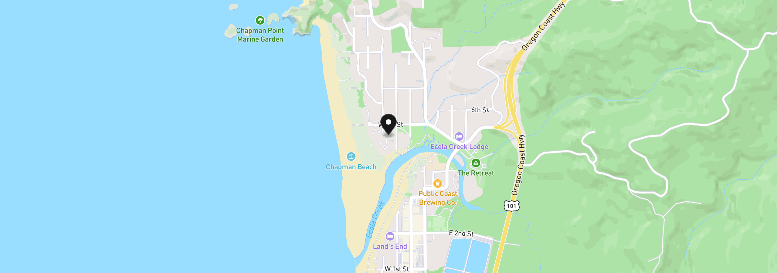 Map showing the location of 655 Breakers Point Condo, Cannon Beach, OR 97110