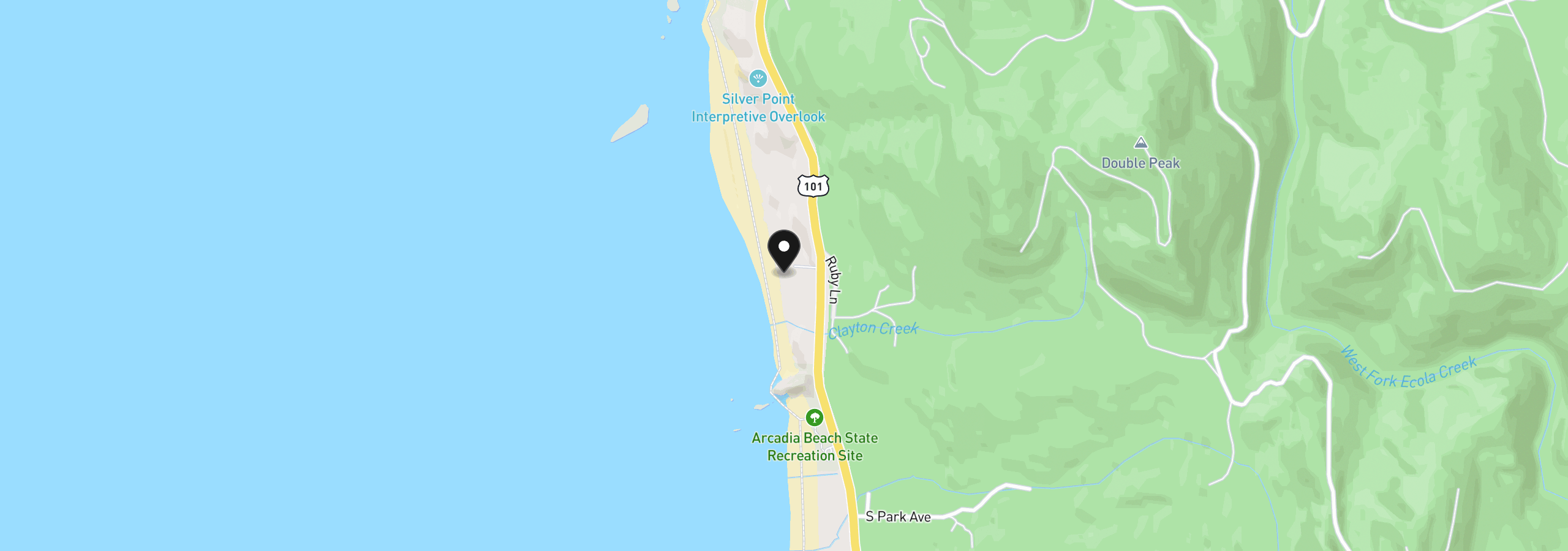 Map showing the location of 80920 Hwy 101, Cannon Beach, OR 97110
