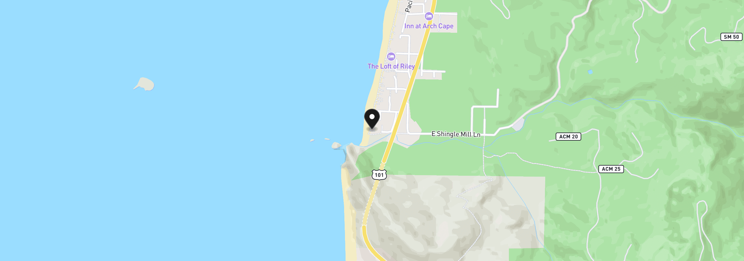 Map showing the location of 31849 E Shingle Mill Ln, Arch Cape, OR 97102