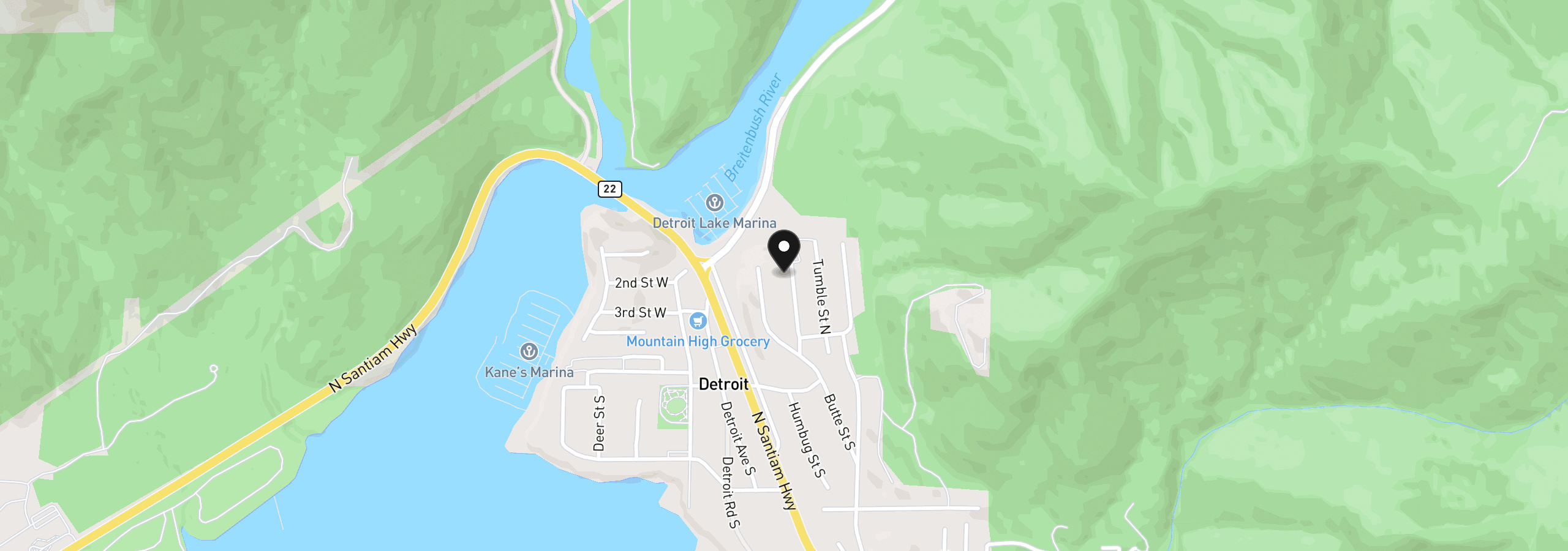 Map showing the location of 315 N Boulder St, Detroit, OR 97342