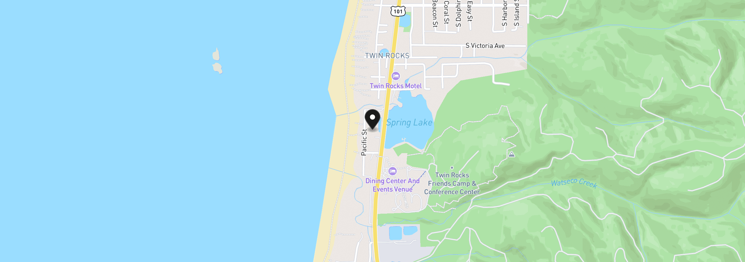 Map showing the location of 18805 Pacific St, Rockaway Beach, OR 97136