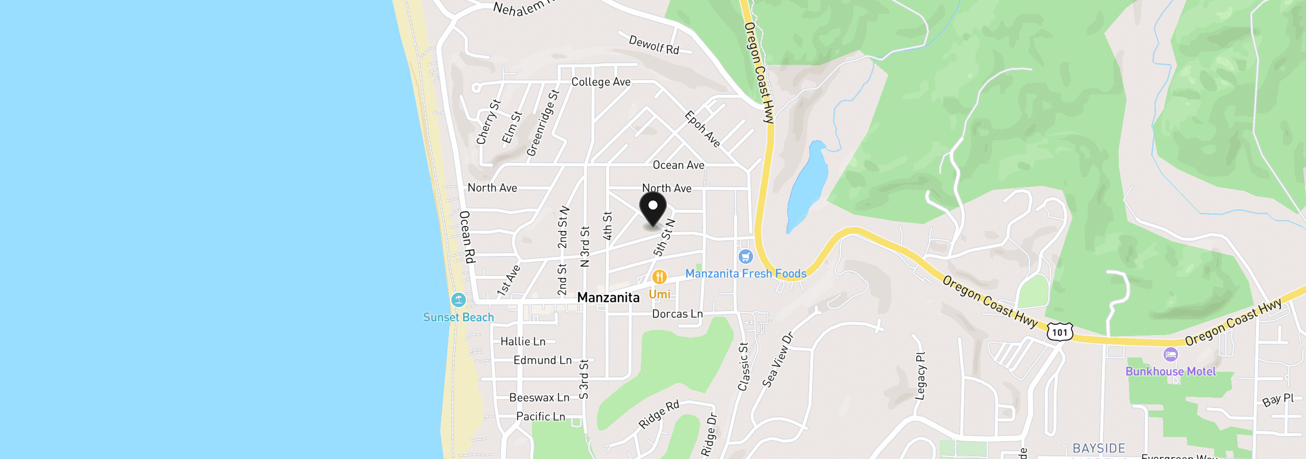 Map showing the location of 481 Manzanita Ave, Manzanita, OR 97130