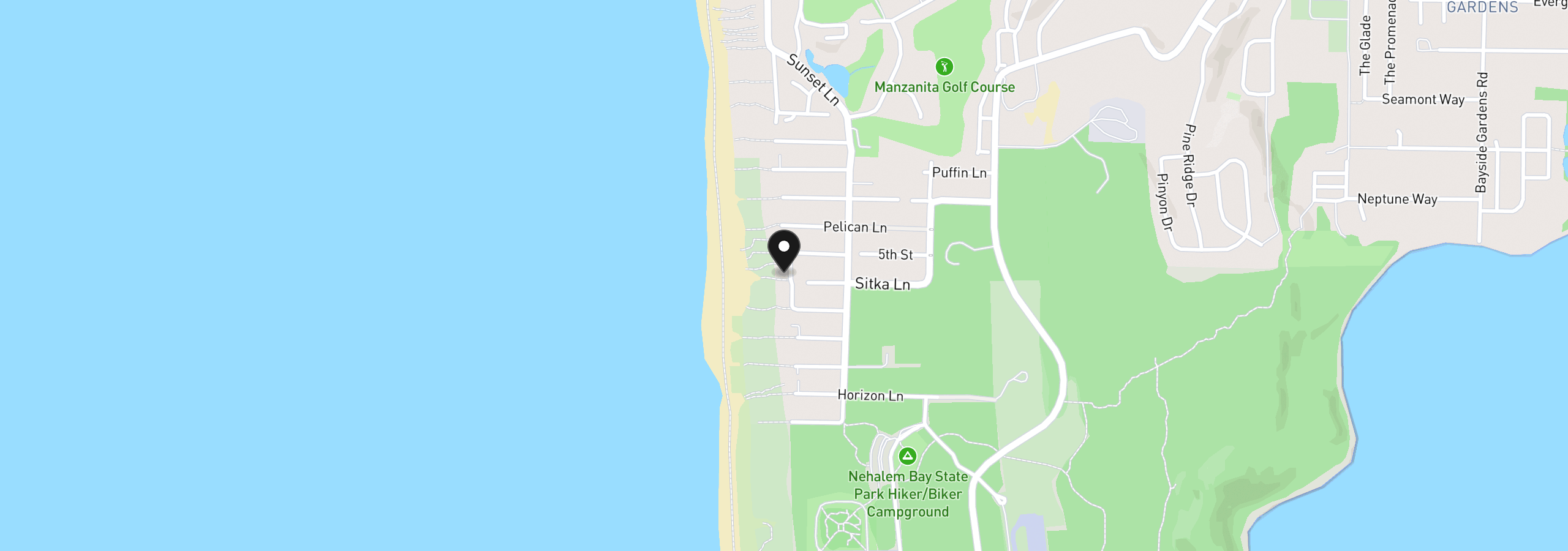Map showing the location of Lungomare Ave 1000, Manzanita, OR 97130