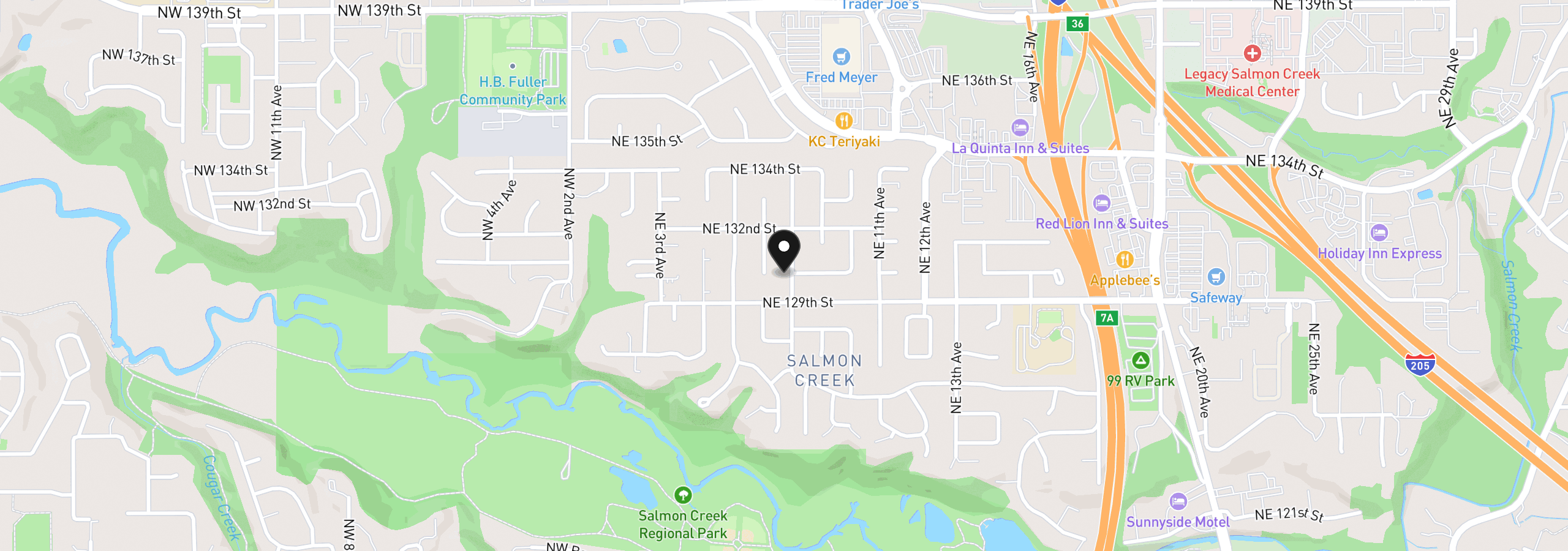 Map showing the location of 12918 NE 7th Ave, Vancouver, Wa 98685