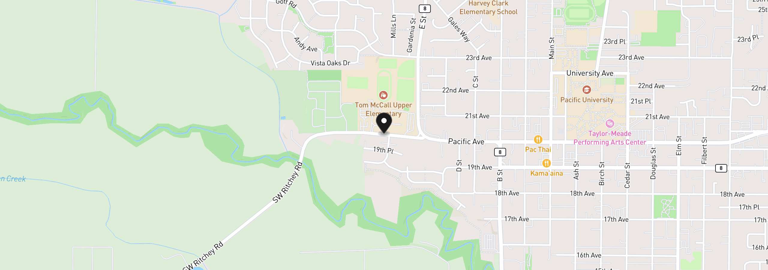 Map showing the location of 1342 Pacific Ave, Forest Grove, OR 97116