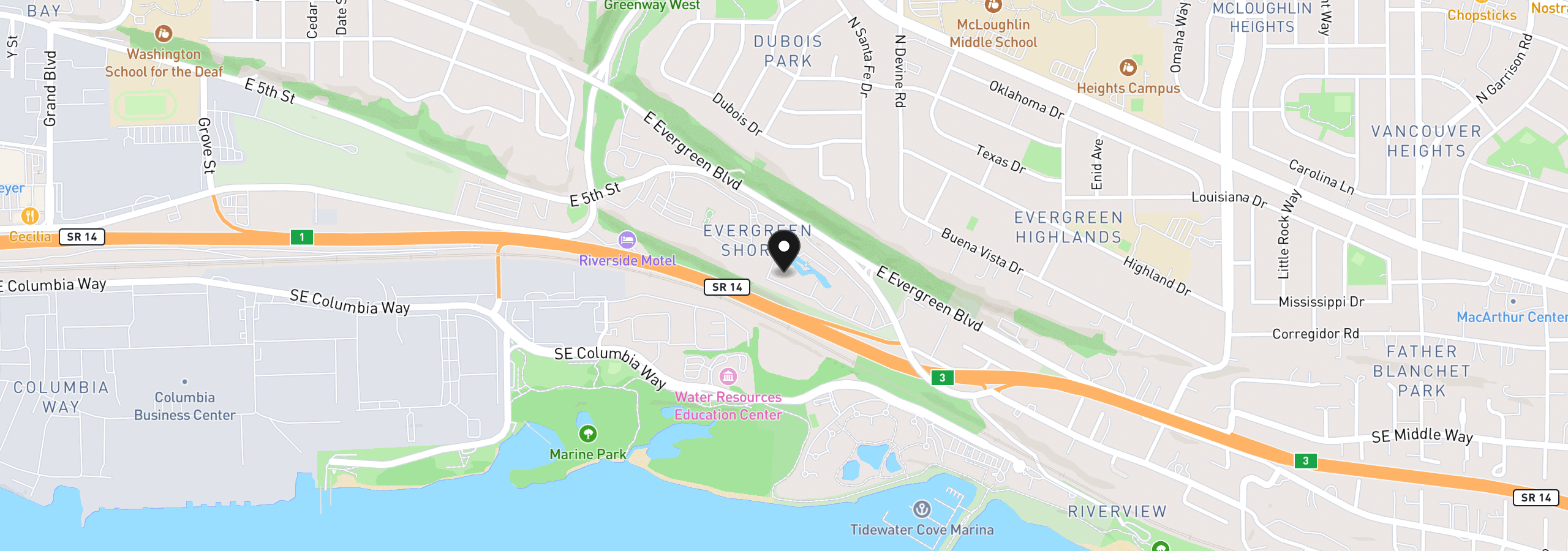 Map showing the location of 5535 E Evergreen Blvd 7505, Vancouver, Wa 98661