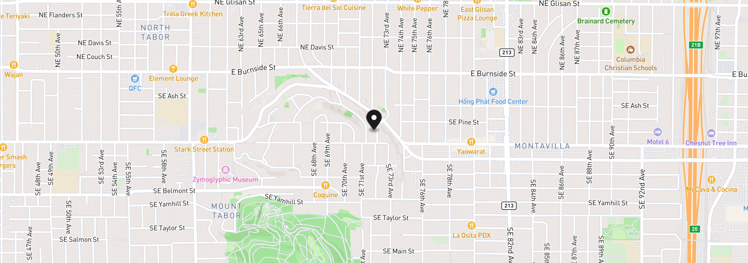 Map showing the location of 461 SE 72nd Ave, Portland, OR 97215