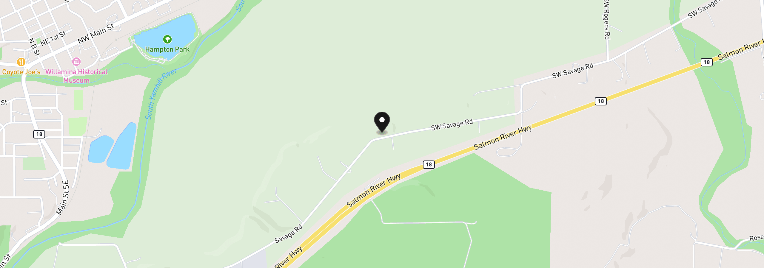 Map showing the location of 21095 Savage Rd, Sheridan, OR 97378