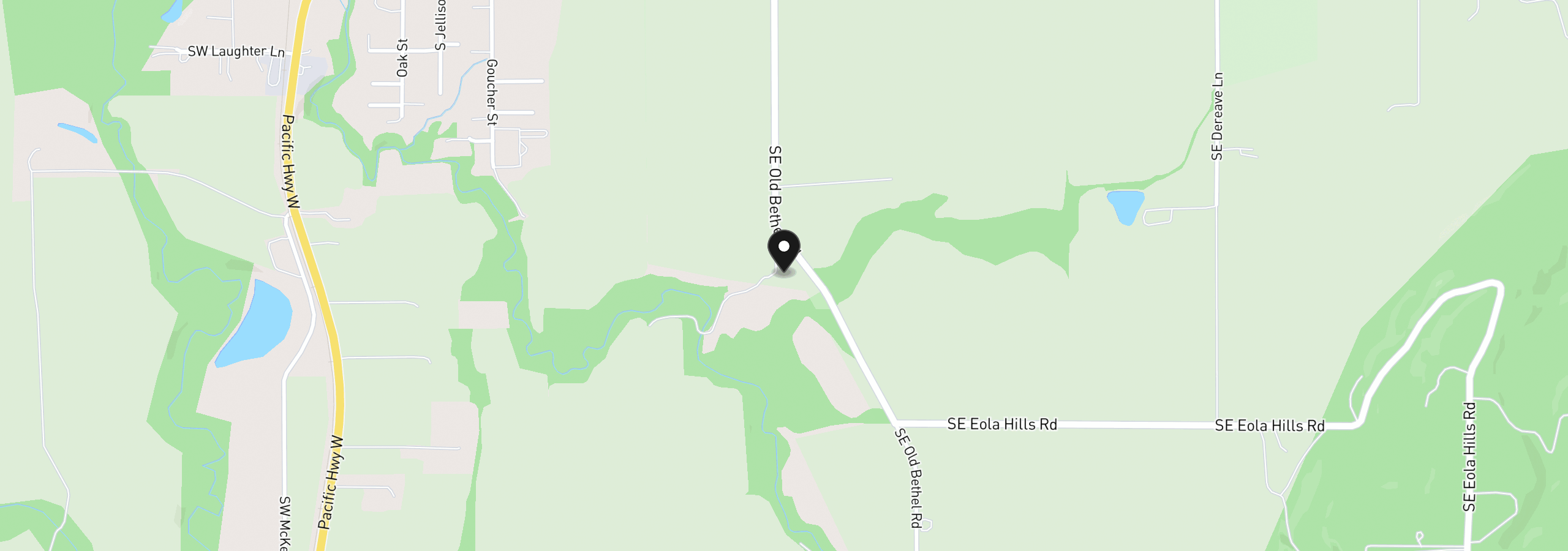 Map showing the location of 21200 SE Old Bethel Rd, Amity, OR 97101