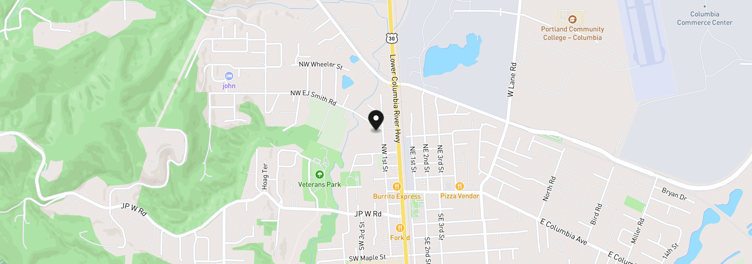 Map showing the location of 52733 NW 1st St, Scappoose, OR 97056