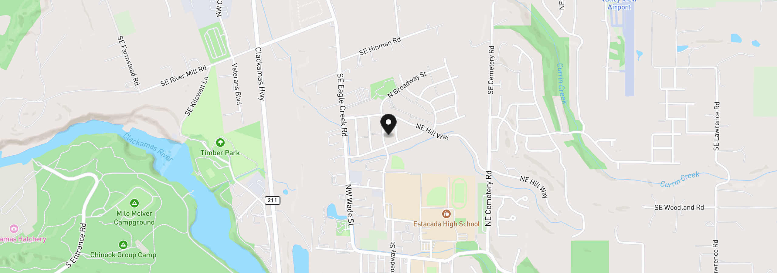 Map showing the location of 1320 N Broadway St, Estacada, OR 97023