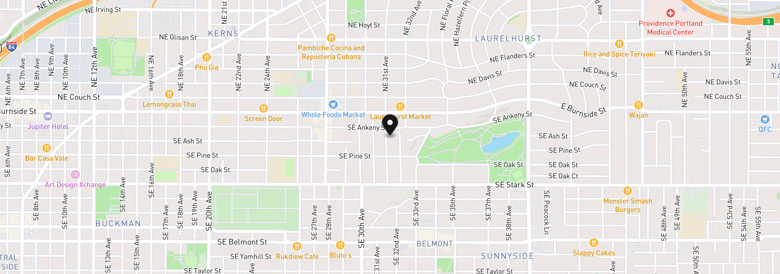 Map showing the location of 130 SE 31st Ave 8, Portland, OR 97214