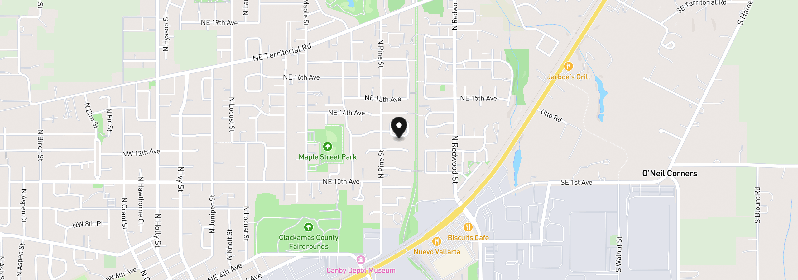 Map showing the location of 1115 NE 13th Cir, Canby, OR 97013