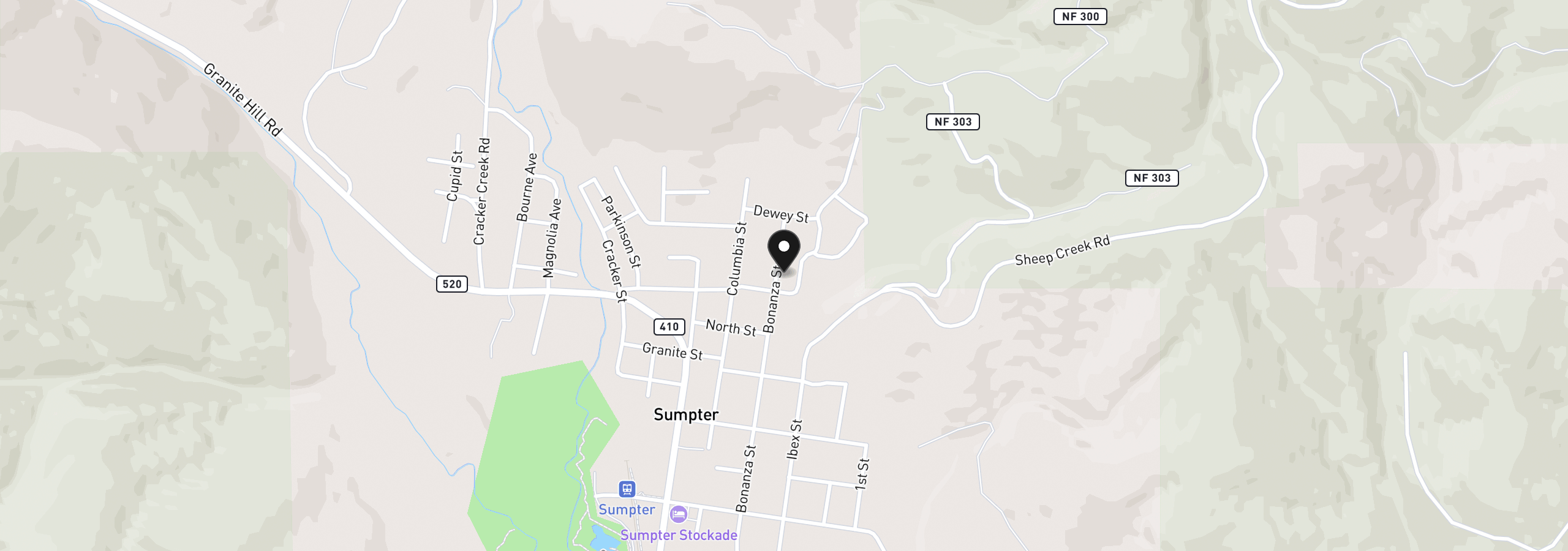Map showing the location of 554 N Bonanza St, Sumpter, OR 97877