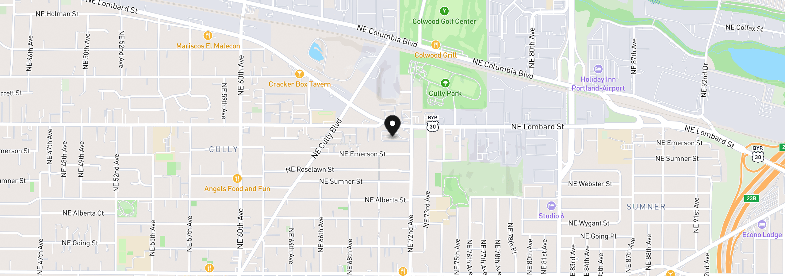 Map showing the location of 7120 NE Lombard St 11, Portland, OR 97218