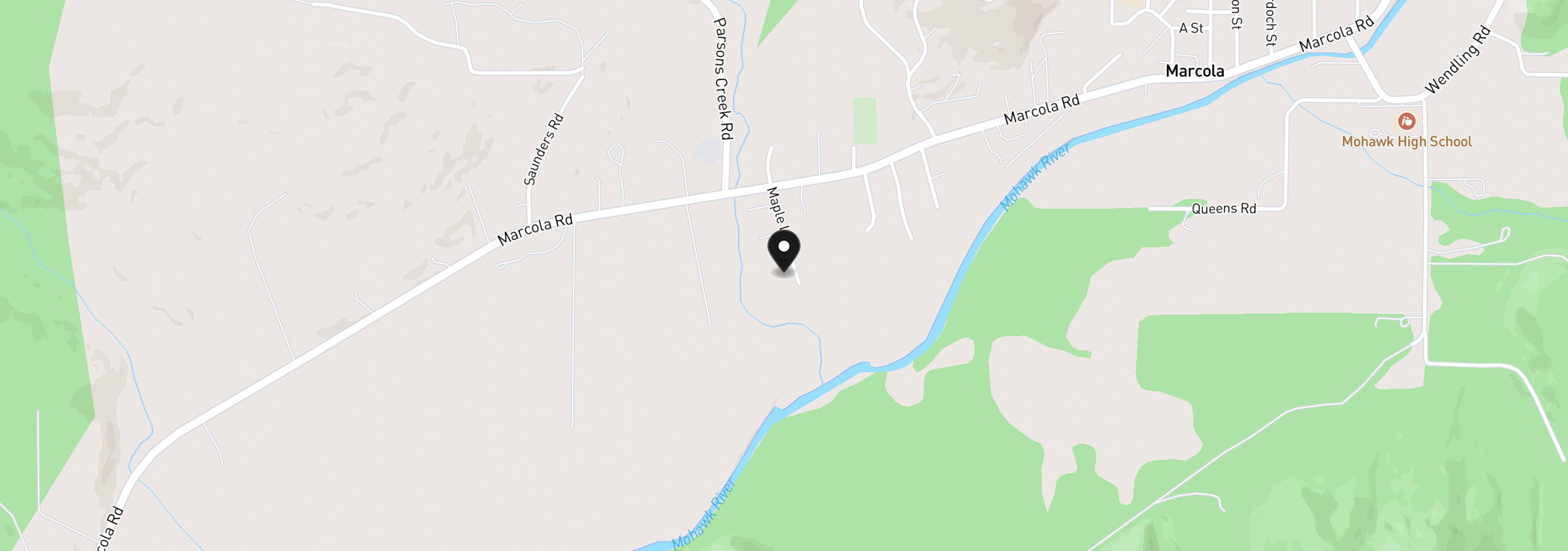 Map showing the location of 92008 Maple Ln, Springfield, OR 97478