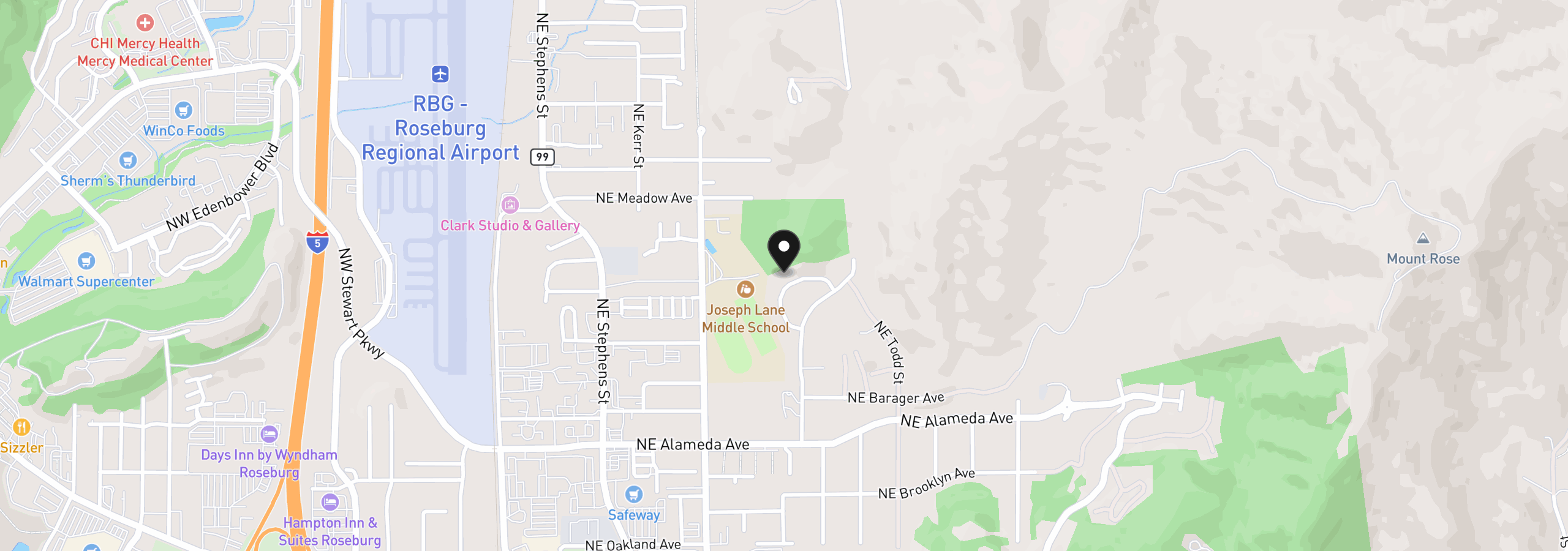 Map showing the location of 1984 NE Sunset Loop Dr, Roseburg, OR 97470