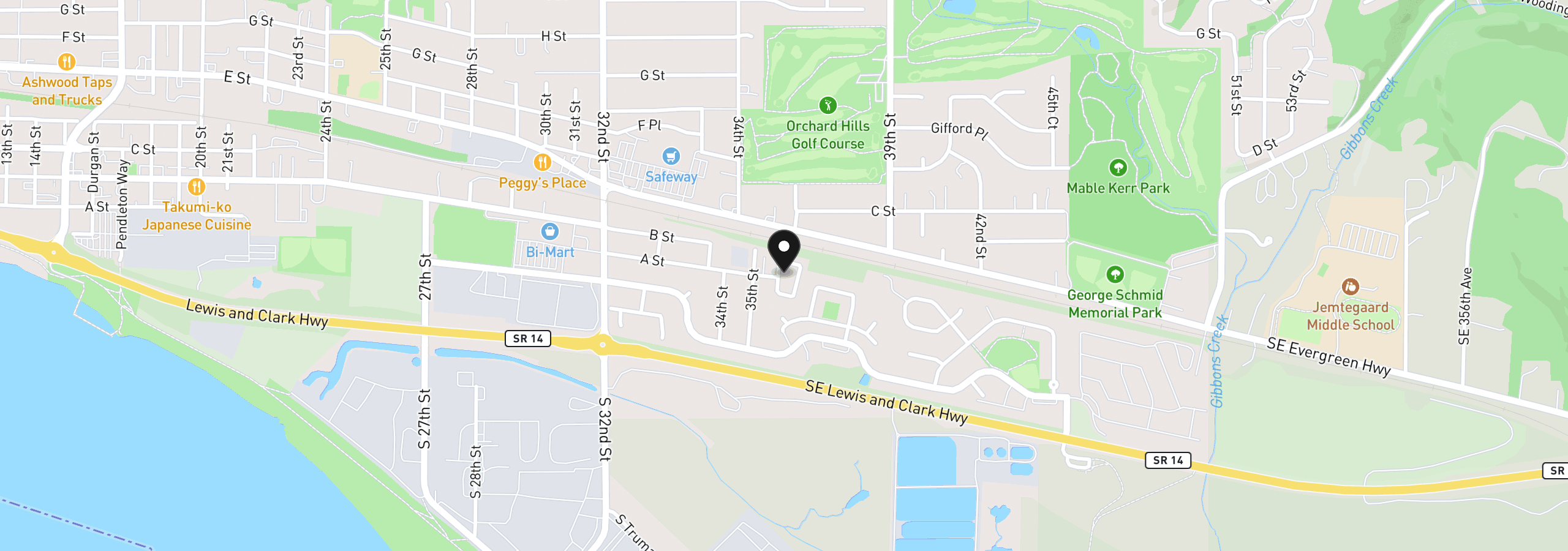 Map showing the location of 3501 A St 9, Washougal, Wa 98671