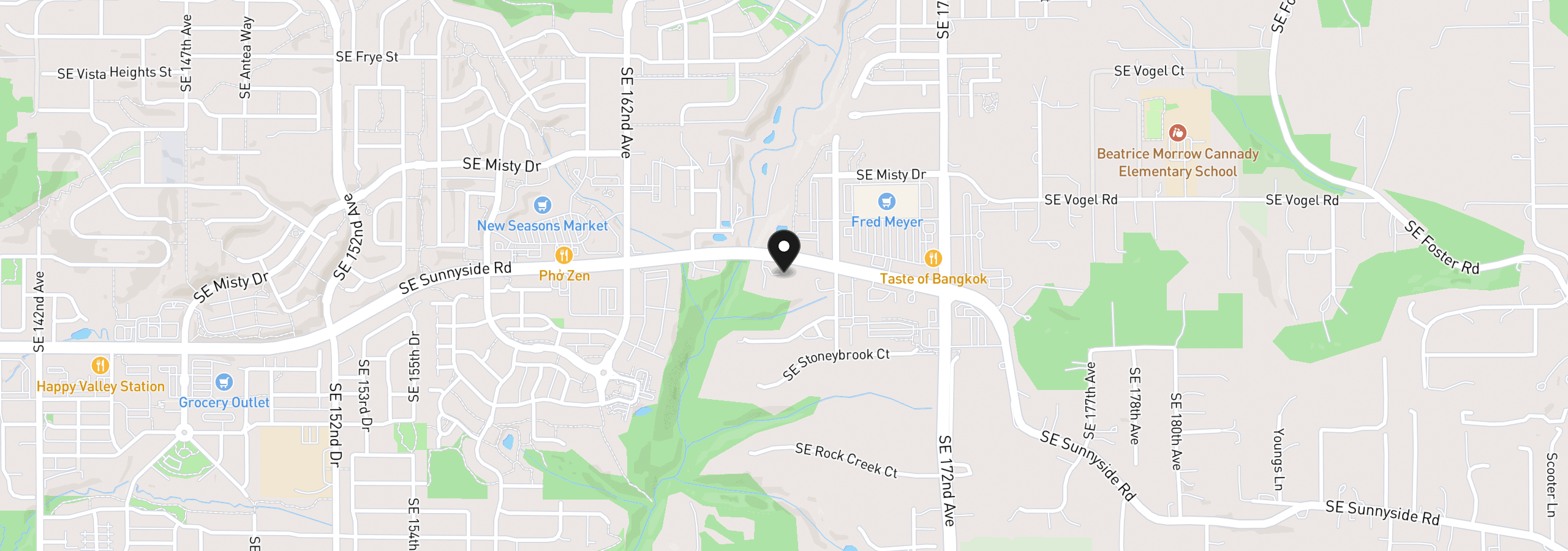 Map showing the location of 16710 SE Sunnyside Rd, Clackamas, OR 97015
