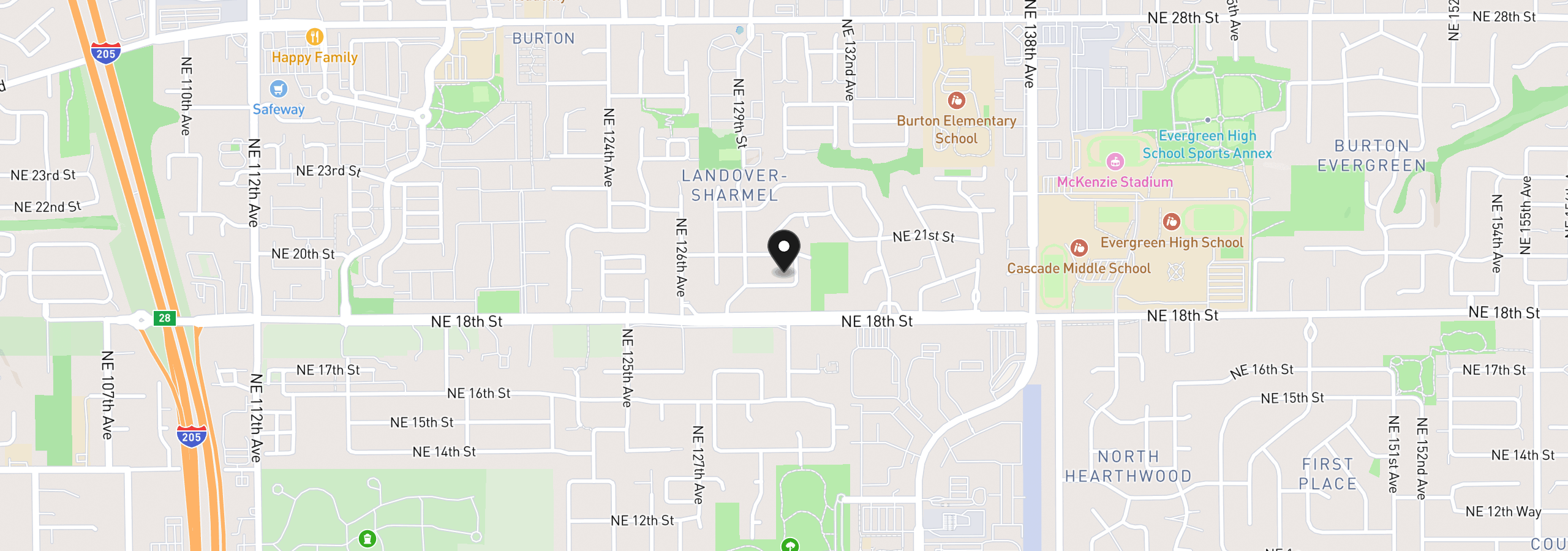 Map showing the location of 12922 NE 19th St, Vancouver, Wa 98684