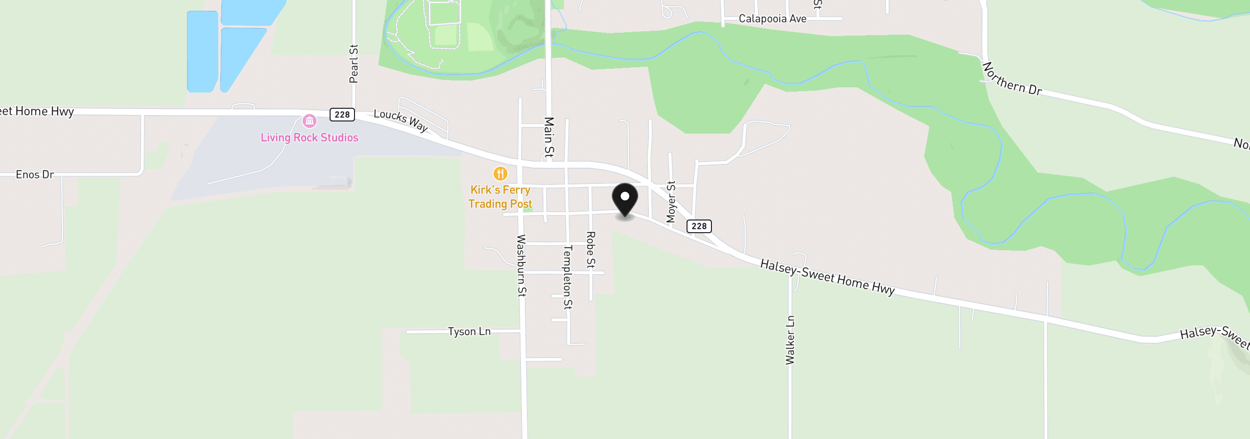 Map showing the location of 336 E Blakely Ave, Brownsville, OR 97327