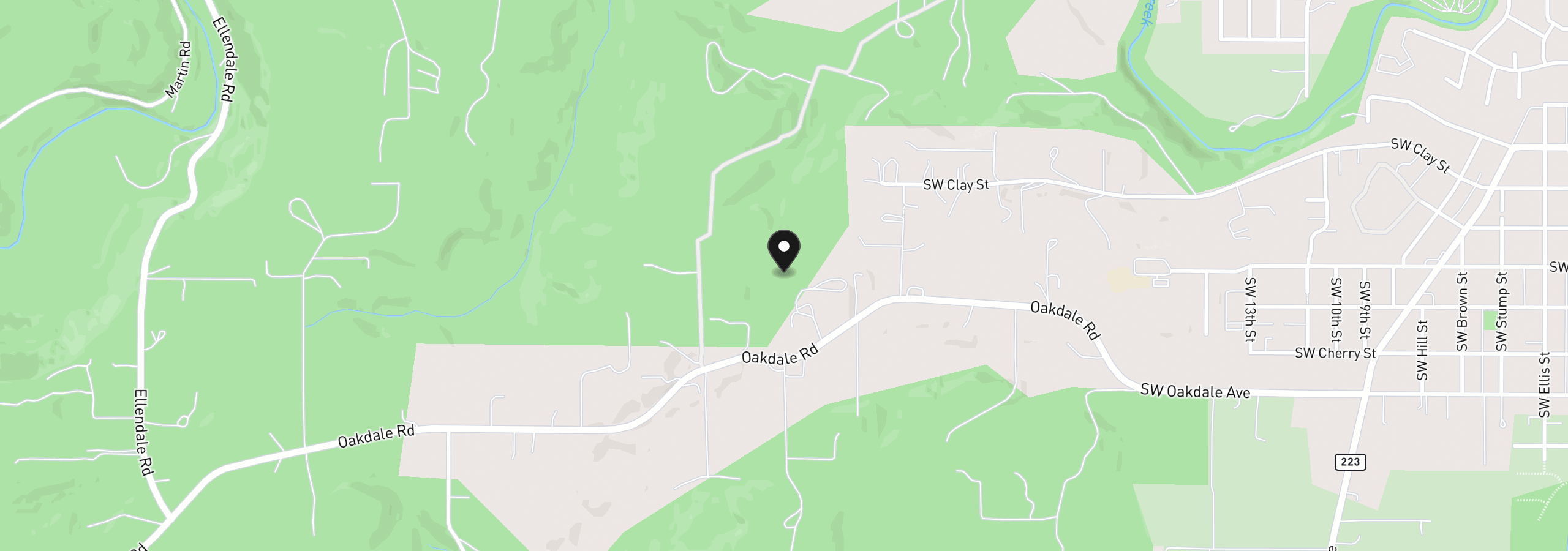 Map showing the location of 15577 Oakdale Rd, Dallas, OR 97338