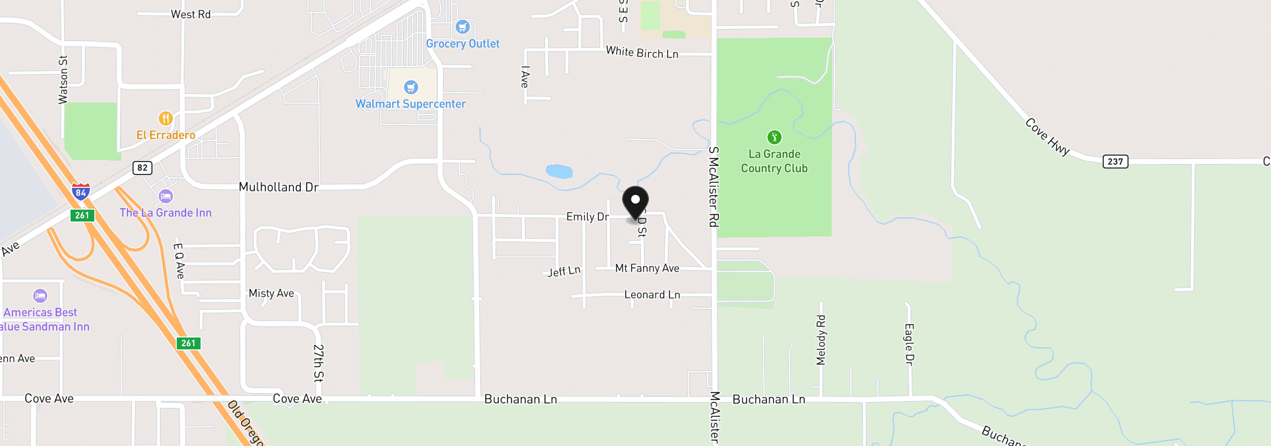 Map showing the location of 10301 Emily Dr, Island City, OR 97850