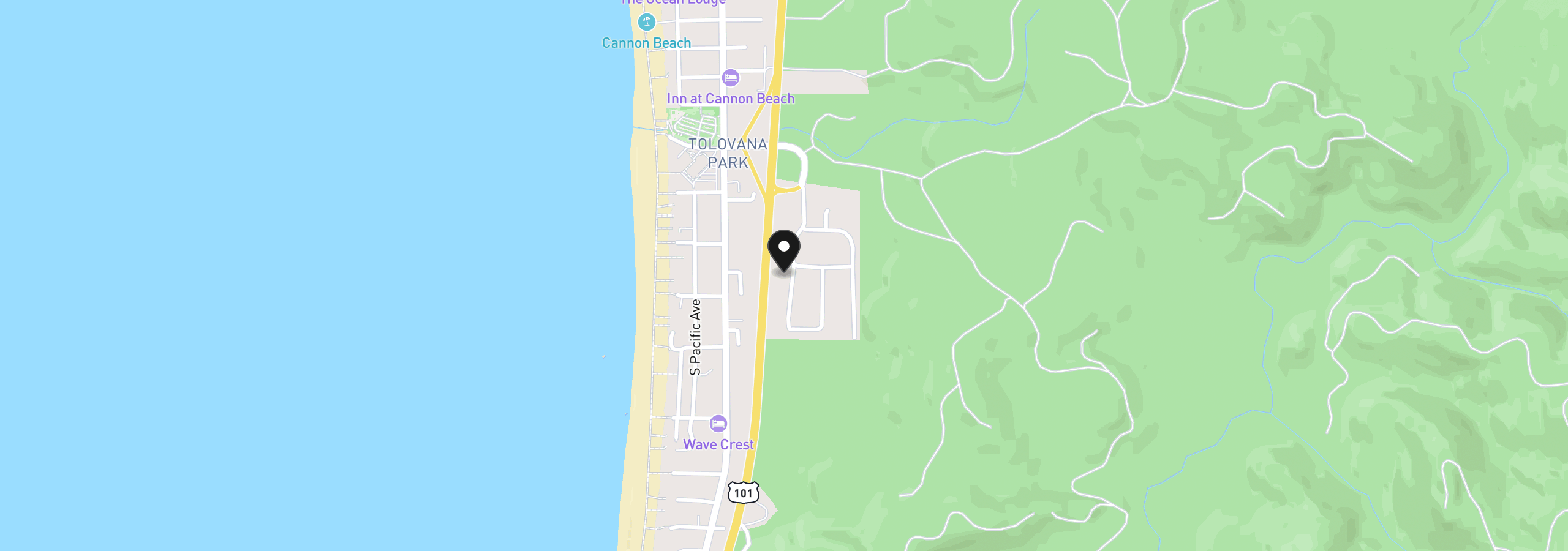 Map showing the location of 3716 W Chinook Ave, Cannon Beach, OR 97110