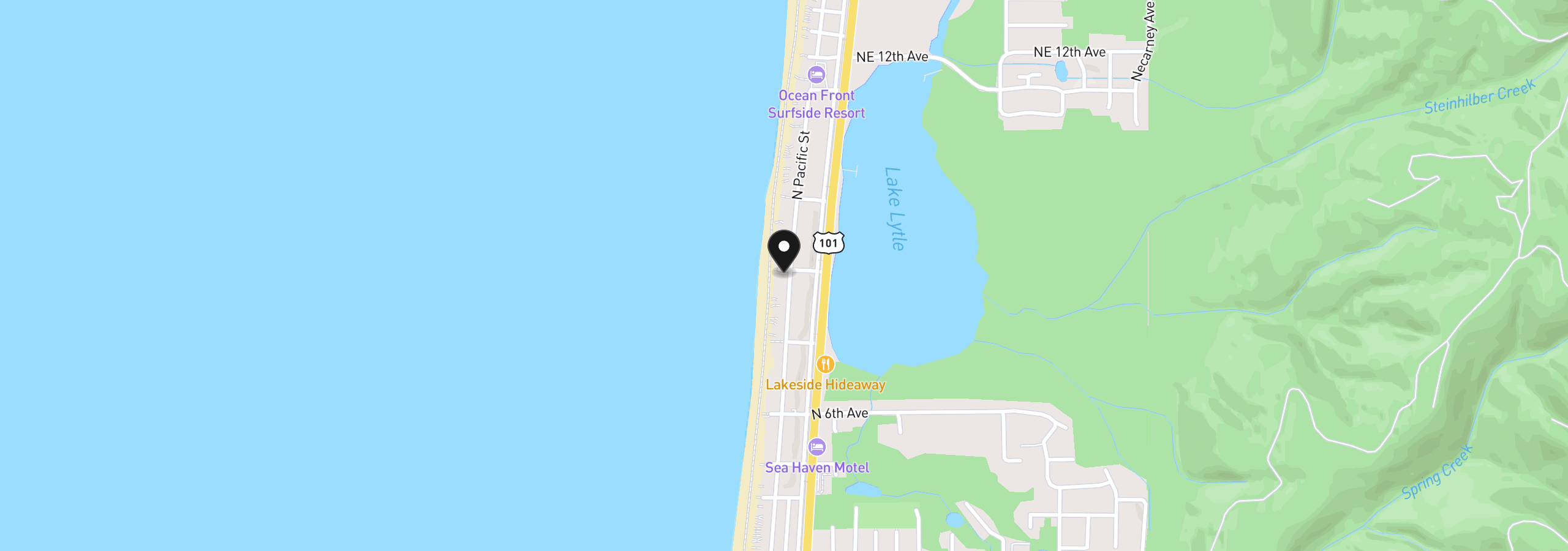Map showing the location of 797 N Pacific, Rockaway Beach, OR 97136
