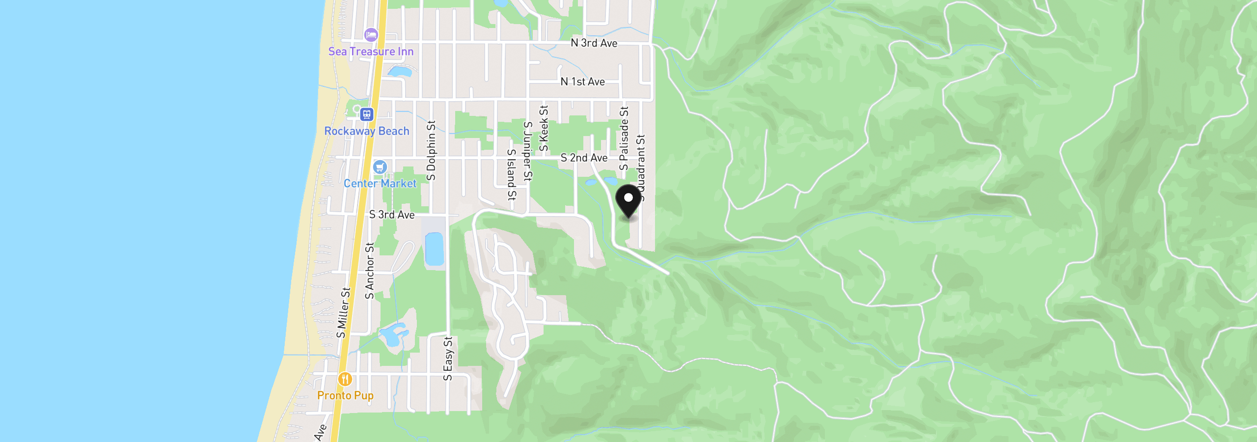 Map showing the location of Palisade St 1, Rockaway Beach, OR 97136