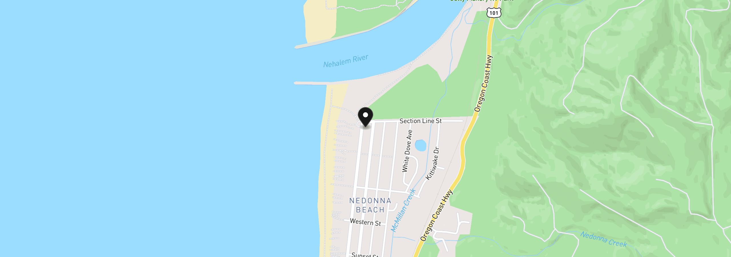 Map showing the location of 26745 Beach Dr, Rockaway Beach, OR 97136