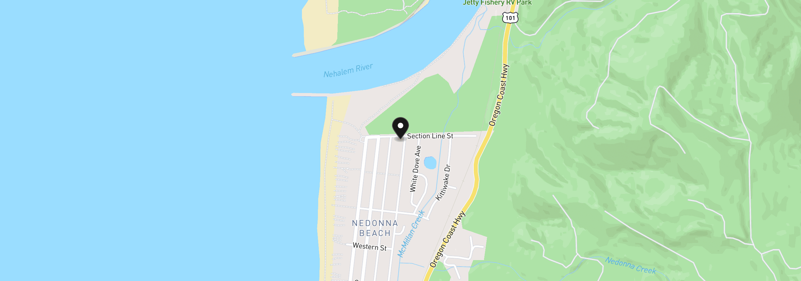 Map showing the location of 26770 David Ave, Rockaway Beach, OR 97136